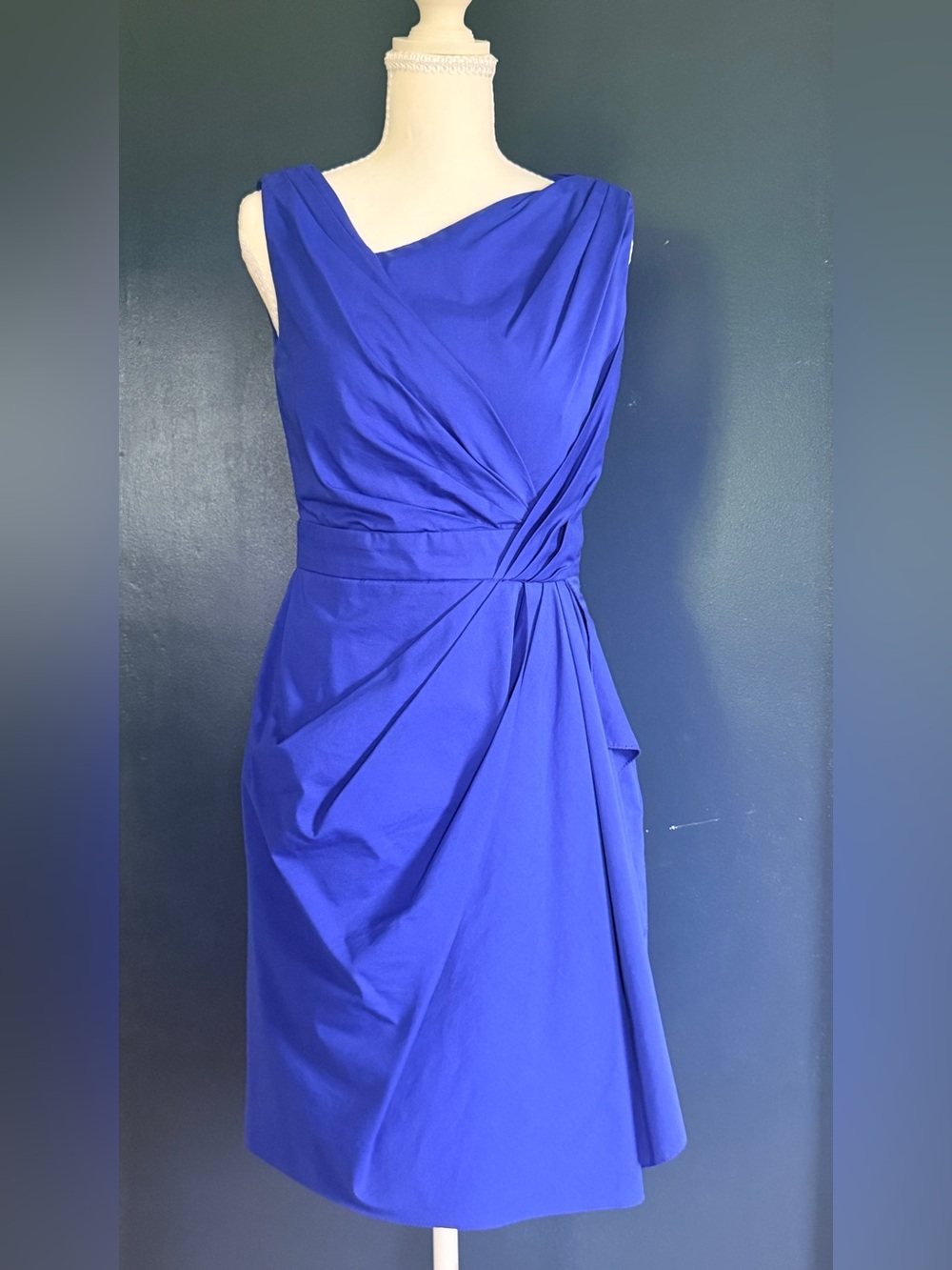 Sleeveless Royal Blue Boutique Draped Dress